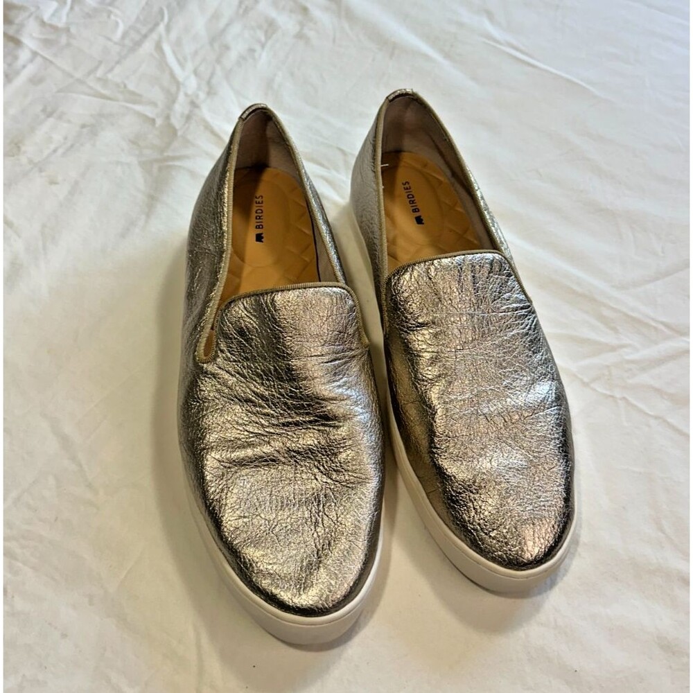 Birdies The Swift Womens Size 9 Gold Metallic Leather Slip-On Sneaker Loafer